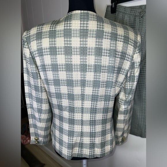 VINTAGE 90s Kasper Petite Plaid Blazer and Skirt Set - Picture 11 of 16